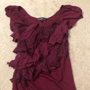Maroon Ruffle Top